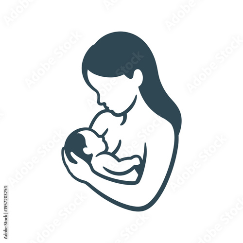 Breastfeeding mother  vector icon graphic isolated sketch illustration on white background.