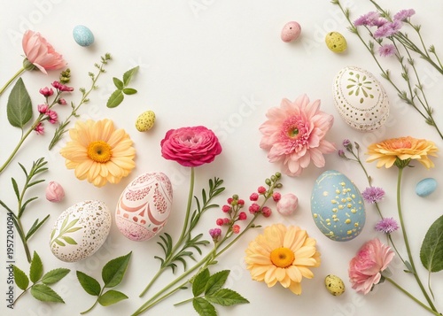 “Colorful Easter eggs in pastel tones on soft background, minimal composition, natural light, 4K, high resolution, copy space”