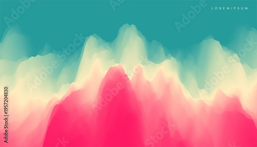 Mountains peak. Landscape. Abstract background. Dynamic effect. Gradient colour. Vector illustration for brochure, poster, cover, card, presentation, flyer or banner.