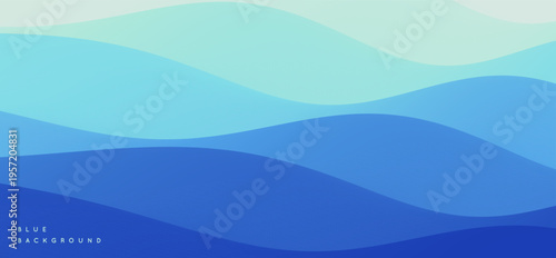 Surface of water. Blue abstract background. Ocean or seascape. Realistic landscape with waves. Cover design template. 3d vector illustration for banner, flyer, poster or brochure.