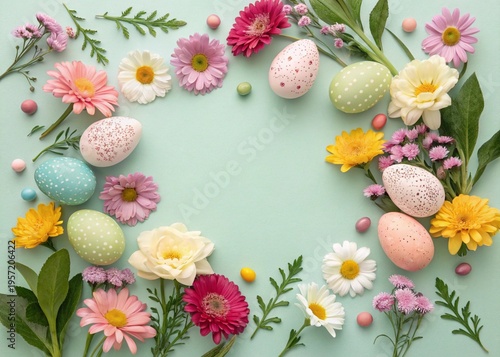 “Colorful Easter eggs in pastel tones on soft background, minimal composition, natural light, 4K, high resolution, copy space”