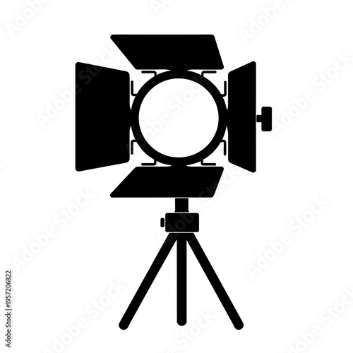 Studio spotlight lamp on tripod for film production lighting setup