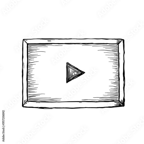 Retro screen with play symbol for video streaming media design