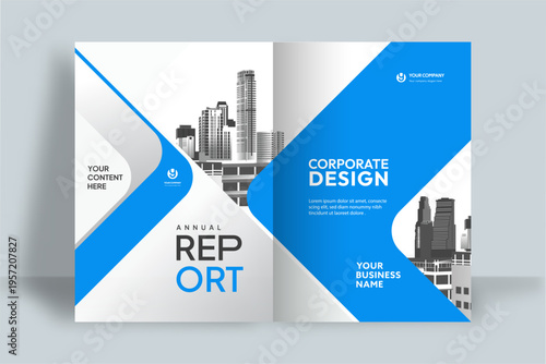 Business Report Cover Template – Blue Geometric Layout (A4)