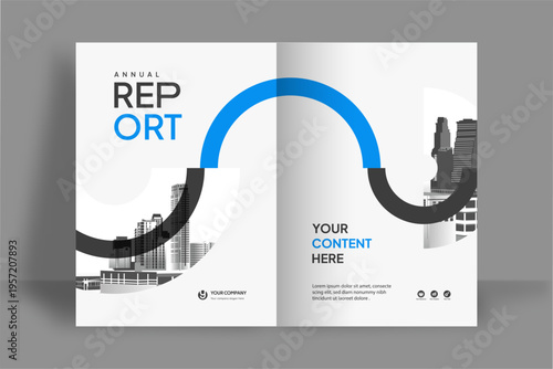 Business Report Cover Template – Blue Geometric Layout (A4)