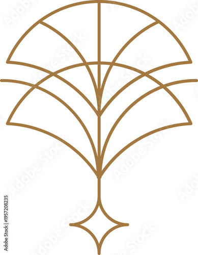 Elegant golden line art logo and geometric decorative element. Modern abstract minimalist gold design.