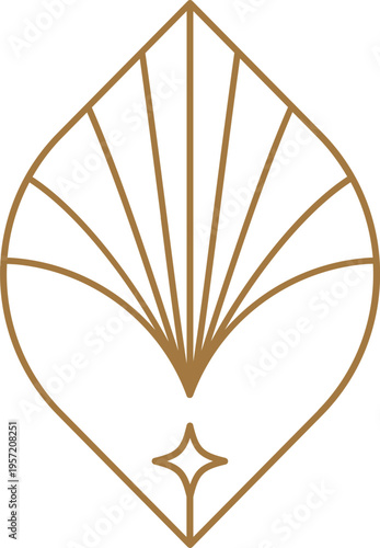 Elegant golden line art logo and geometric decorative element. Modern abstract minimalist gold design.