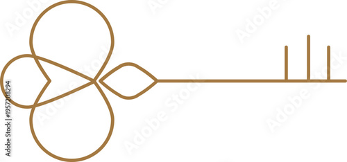 Elegant golden line art key logo and geometric decorative element. Modern abstract minimalist gold design.