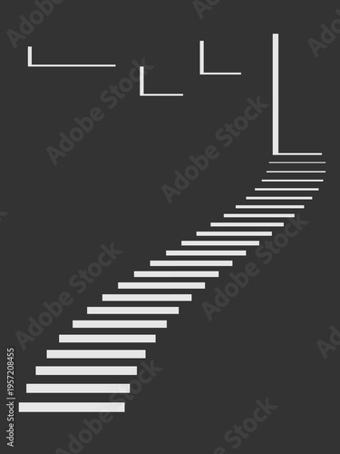 A staircase leading upward on a black background. A staircase leading to business success. Sketch for creative use.