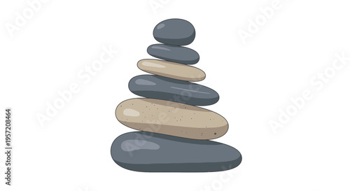 Stack of Smooth Colorful Stones for Zen Balance and Harmony