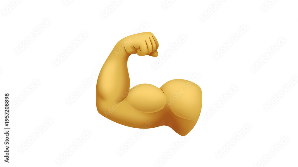 Naklejka premium Flexed bicep emoji isolated on transparent background symbolizing strength and power