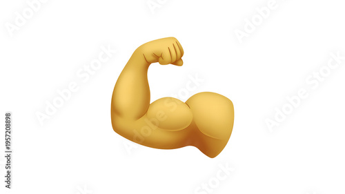 Flexed bicep emoji isolated on transparent background symbolizing strength and power