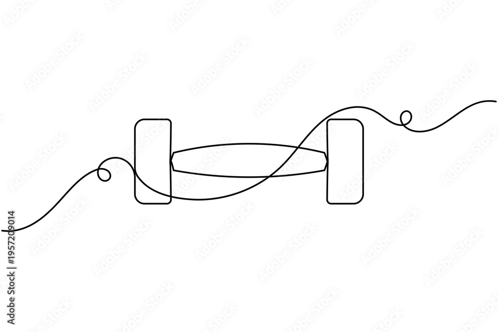 Obraz premium Barbell sign icon continuous one line drawing on white background minimalist physical and bodybuilding training symbol outline vector illustration