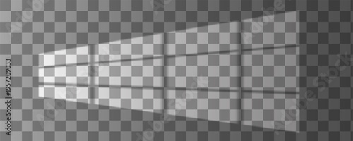Shadow overlay effect. Reflecting light from window isolated on transparent background Shade jalousie. Reflected shadow on wall. Reflect sun from blind for design mockup.Vector