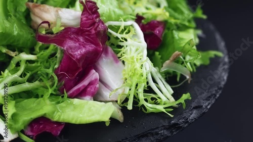 mix green salad on a plate. eco organic healthy lifestyle.