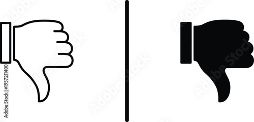 A thumbs down symbol in black and white on a clean background