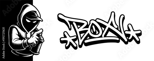 box.epsMystery Box Graffiti Character Mascot with Urban Tagging for Surprise Gift and Streetwear Sales.