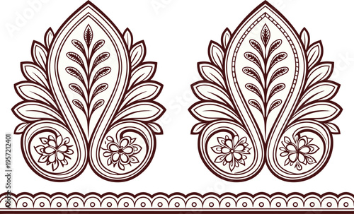 Traditional Dupatta Pattern Design Set. Elegant Dupatta Textile Pattern. Floral Dupatta Fabric Pattern. Ethnic Dupatta Ornament Pattern. Indian Dupatta Pattern Collection. Decorative Dupatta Border