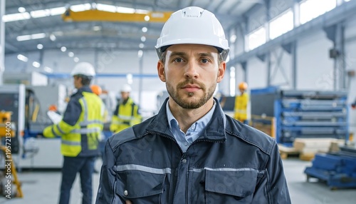 Portrait of a Focused Engineer in a Modern Industrial Facility.