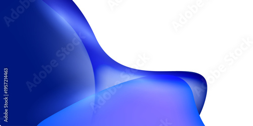 透明感のある美しい青色の流体シェイプが重なり合う爽やかで未来的な抽象グラフィック背景