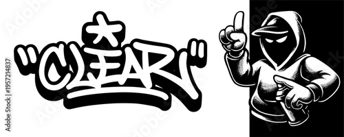 Clearance Sale Graffiti Character Mascot Featuring Bold Urban Tagging for Shop Inventory Release.