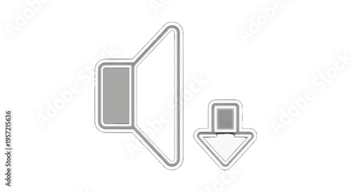 Vector illustration of volume down icon, sound reduction symbol