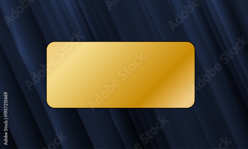 ダークネイビーのストライプ背景にゴールドのプレートフレームが浮かぶ高級感のあるバナーデザイン素材
