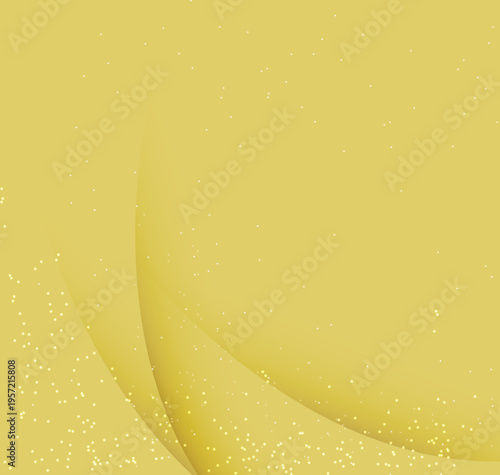 金色のグラデーション背景に舞い散るキラキラした光の粒子と柔らかな曲線のラグジュアリーバックグラウンド