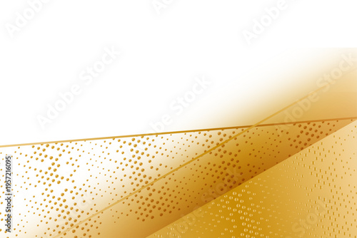 白と金のグラデーションを基調としたドットパターンと斜線が重なる明るく華やかな抽象背景デザイン