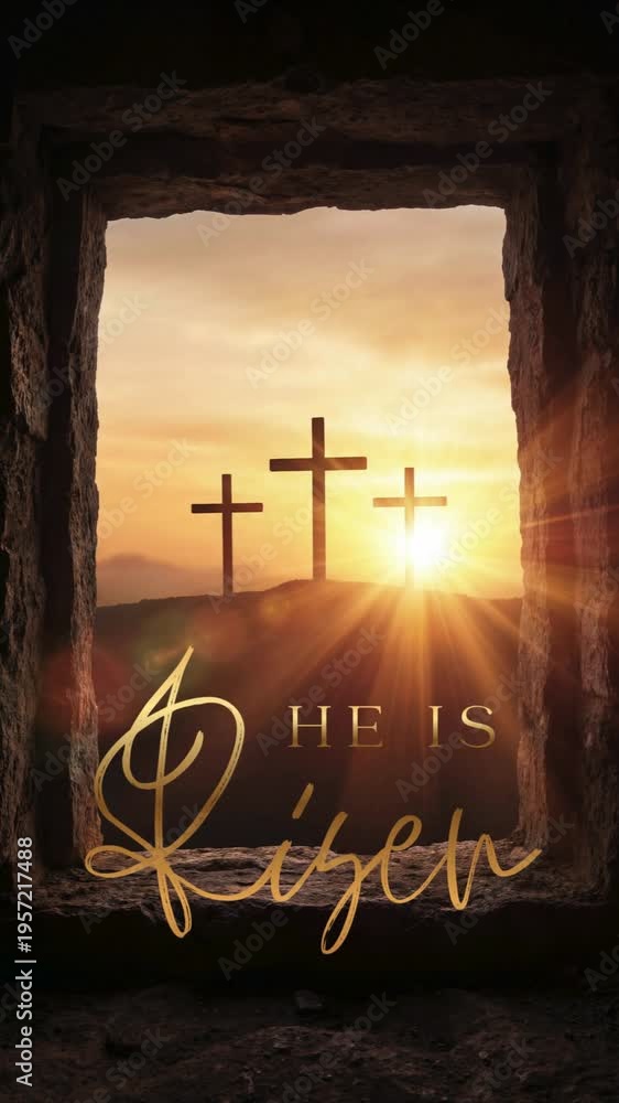 He Is Rising He Is Risen, vertical video of the Resurrection of Christ with a view ...