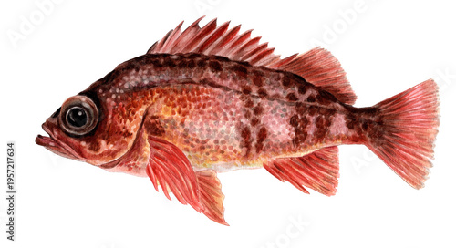 アカメバル手描き水彩画