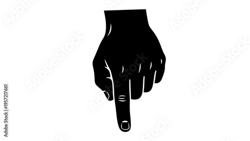 Black Silhouette of a Hand Pointing Down with Index Finger