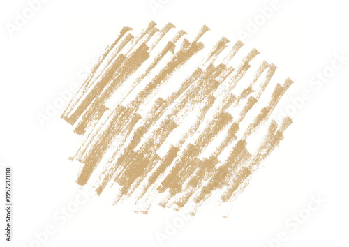 Hand-drawn golden beige crayon stroke isolated on transparent background. Abstract pencil texture for creative artistic design and backgrounds.