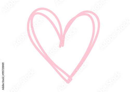 Hand-drawn pink heart sketch isolated on transparent background. Cute minimalist doodle for romantic designs, wedding cards, or Valentine's Day.