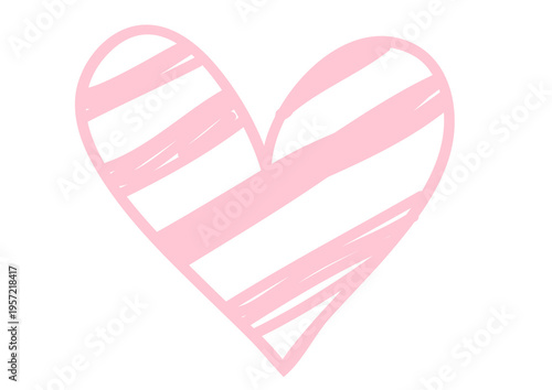 Hand-drawn light pink heart with a creative striped pattern. Artistic doodle icon isolated on a transparent background for Valentine's Day, wedding, and romantic designs.