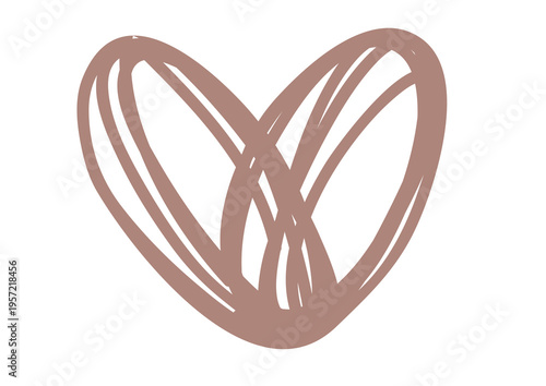 Hand-drawn dusty pink heart with a minimalist scribbled outline. Artistic doodle icon isolated on a transparent background for Valentine's Day, wedding, and romantic designs.