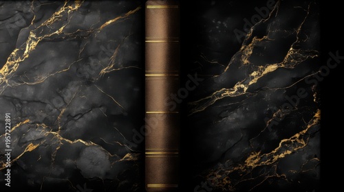 Luxurious Black Marble Texture with Gold Veins and Detailed Edges for Elegant Designs and Backgrounds