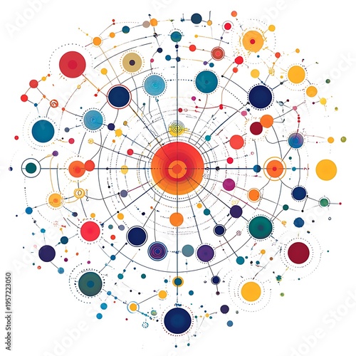 Abstract Network: A vibrant abstract illustration, showcasing interconnected nodes and lines in a dynamic network, symbolizing the complexity of modern connections and data flow.