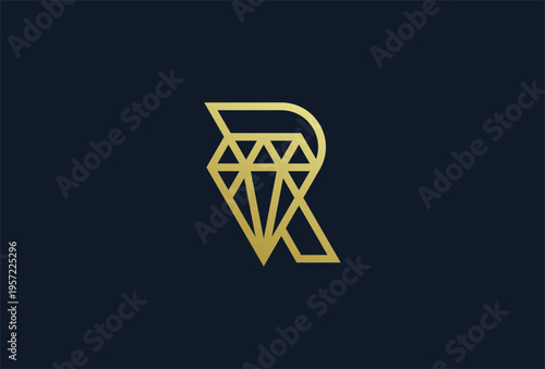 Letter R Diamond Jewelry logo, Letter R with diamond combination, usable for branding and business logos, Flat Logo Design Template, vector illustration