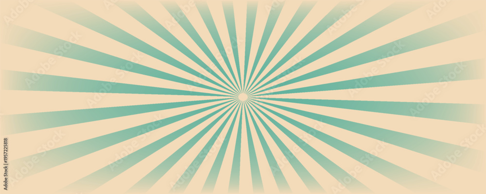 Fototapeta premium Retro background with rays or stripes in the center. Sunburst or sun burst retro background. turquoise colors modern illustration