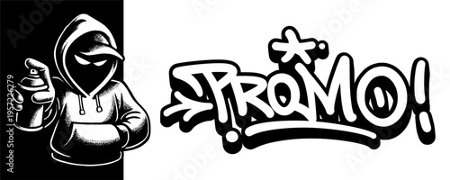 Promotional Graffiti Mascot Artist Featuring Bold Street Art Lettering for Marketing Campaigns.