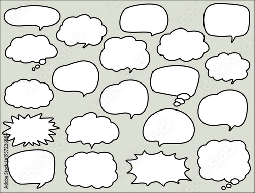 吹き出しのシンプルなイラストセット