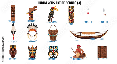 Indigenous Art of Borneo Traditional.