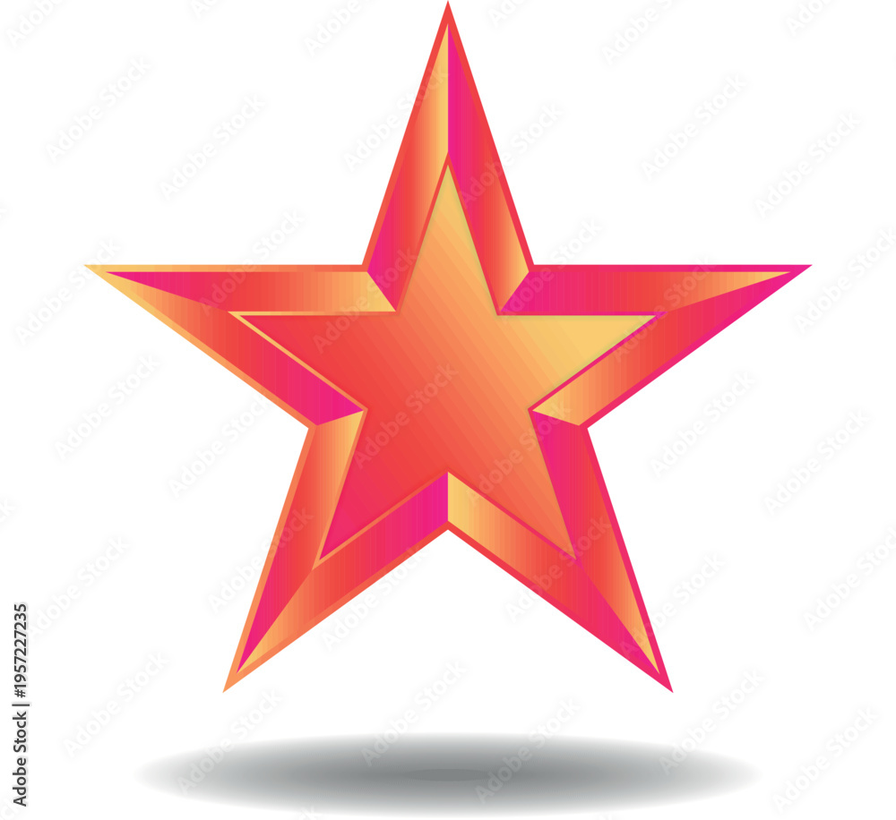 Obraz premium A large red star with a shadow on a white background