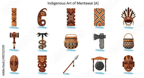 Traditional Mentawai Indigenous Art Objects.