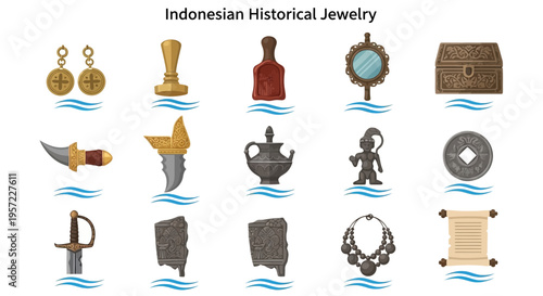 Indonesian traditional jewelry and ornaments.