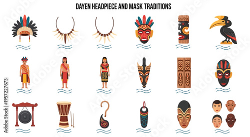 Dayen Headdress and Mask Traditions Display.