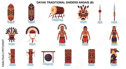 Dayak Traditional Shields Andais Collection.