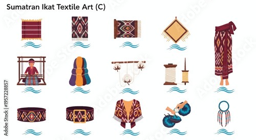 Traditional Sumatran Ikat Textile Patterns.