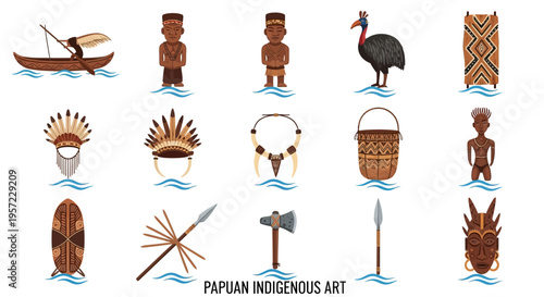 Papuan Indigenous Art and Culture Symbols.